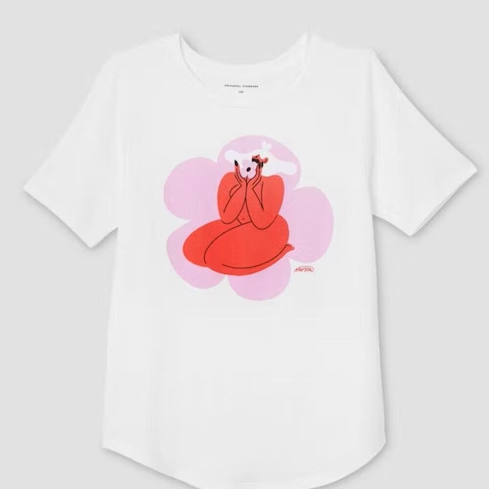 NWT Universal Standard Tee Rex Top Graphic Print T-Shirt White Women's Size 4XS